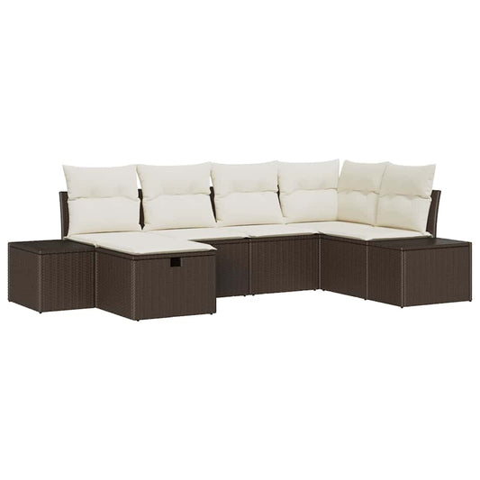 Conjunto de Sofá de Jardim 6 pcs Castanho 55 x 62 x 69 cm