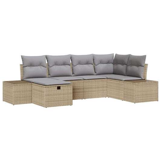 Conjunto de Sofá de Jardim 6 pcs Bege 55 x 62 x 69 cm