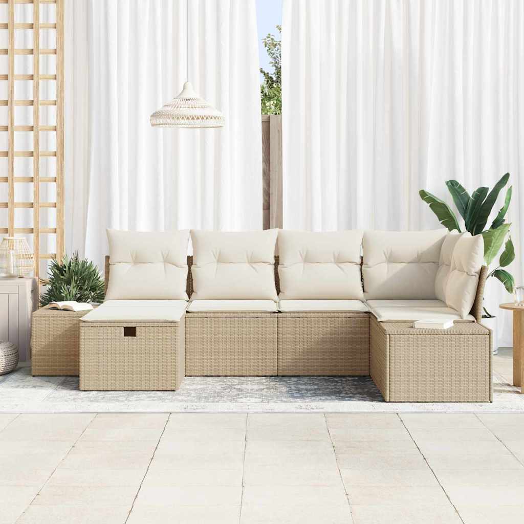 Conjunto de Sofá de Jardim 6 pcs Bege 55 x 62 x 69 cm