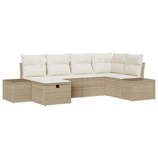 Conjunto de Sofá de Jardim 6 pcs Bege 55 x 62 x 69 cm