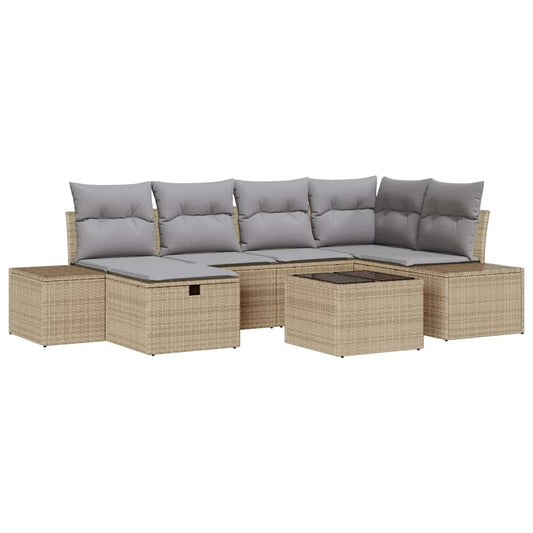 Conjunto de Sofá de Jardim 7 pcs Bege 55 x 62 x 69 cm
