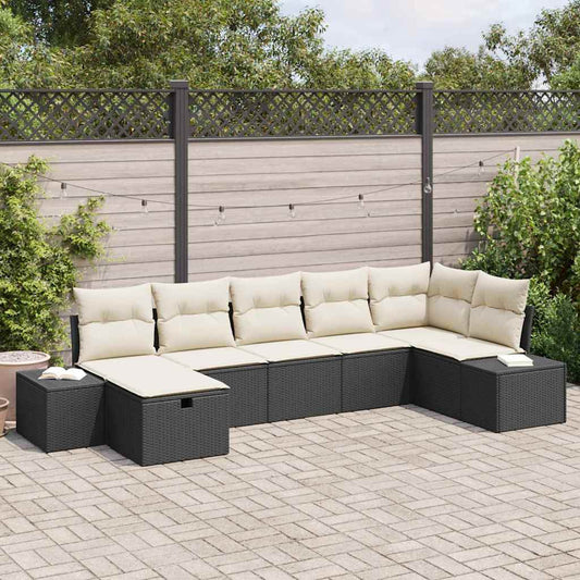 Conjunto de Sofá de Jardim 7 pcs Preto 55 x 62 x 69 cm