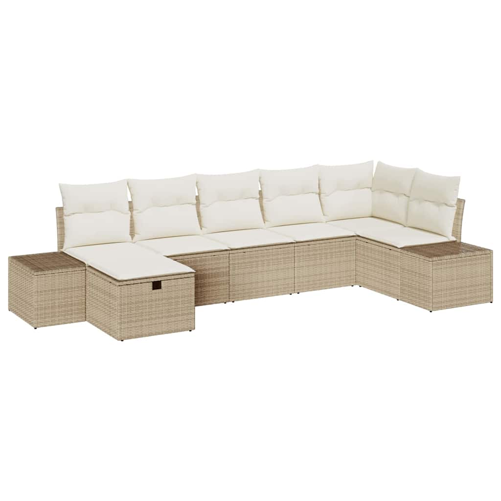 Conjunto de Sofá de Jardim 7 pcs Bege 55 x 62 x 69 cm