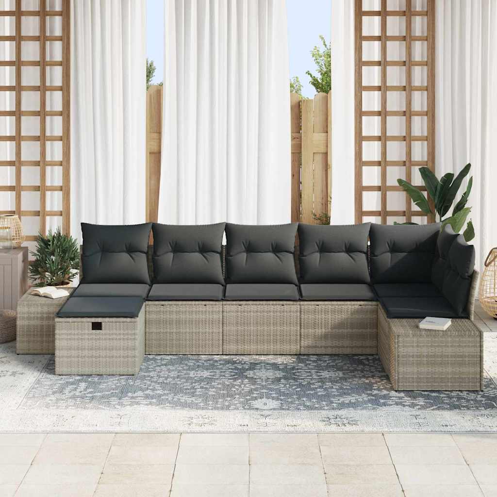 Conjunto de Sofá de Jardim 7 pcs Cinzento-claro 55 x 62 x 69 cm