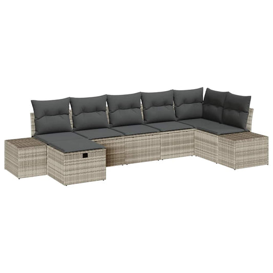 Conjunto de Sofá de Jardim 7 pcs Cinzento-claro 55 x 62 x 69 cm