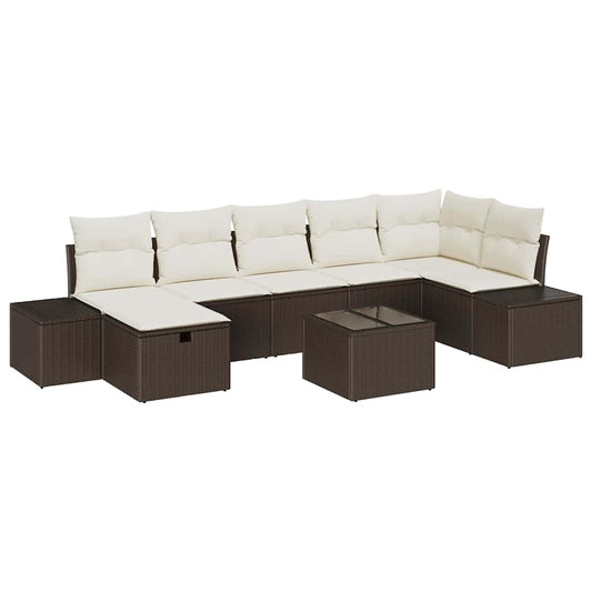 Conjunto de Sofá de Jardim 8 pcs Castanho 55 x 62 x 69 cm