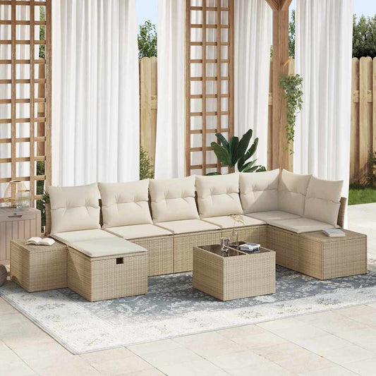 Conjunto de Sofá de Jardim 8 pcs Bege 55 x 62 x 69 cm