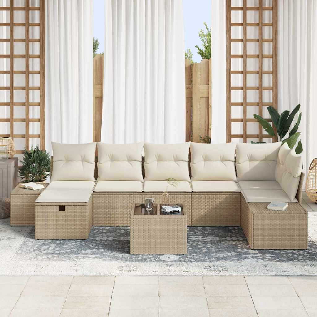 Conjunto de Sofá de Jardim 8 pcs Bege 55 x 62 x 69 cm