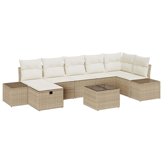 Conjunto de Sofá de Jardim 8 pcs Bege 55 x 62 x 69 cm