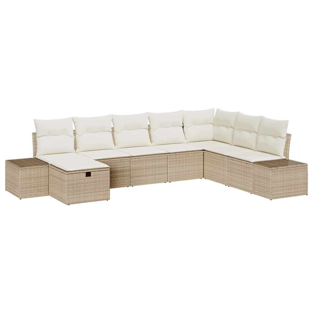 Conjunto de Sofá de Jardim 8 pcs Bege Rattan Sintético