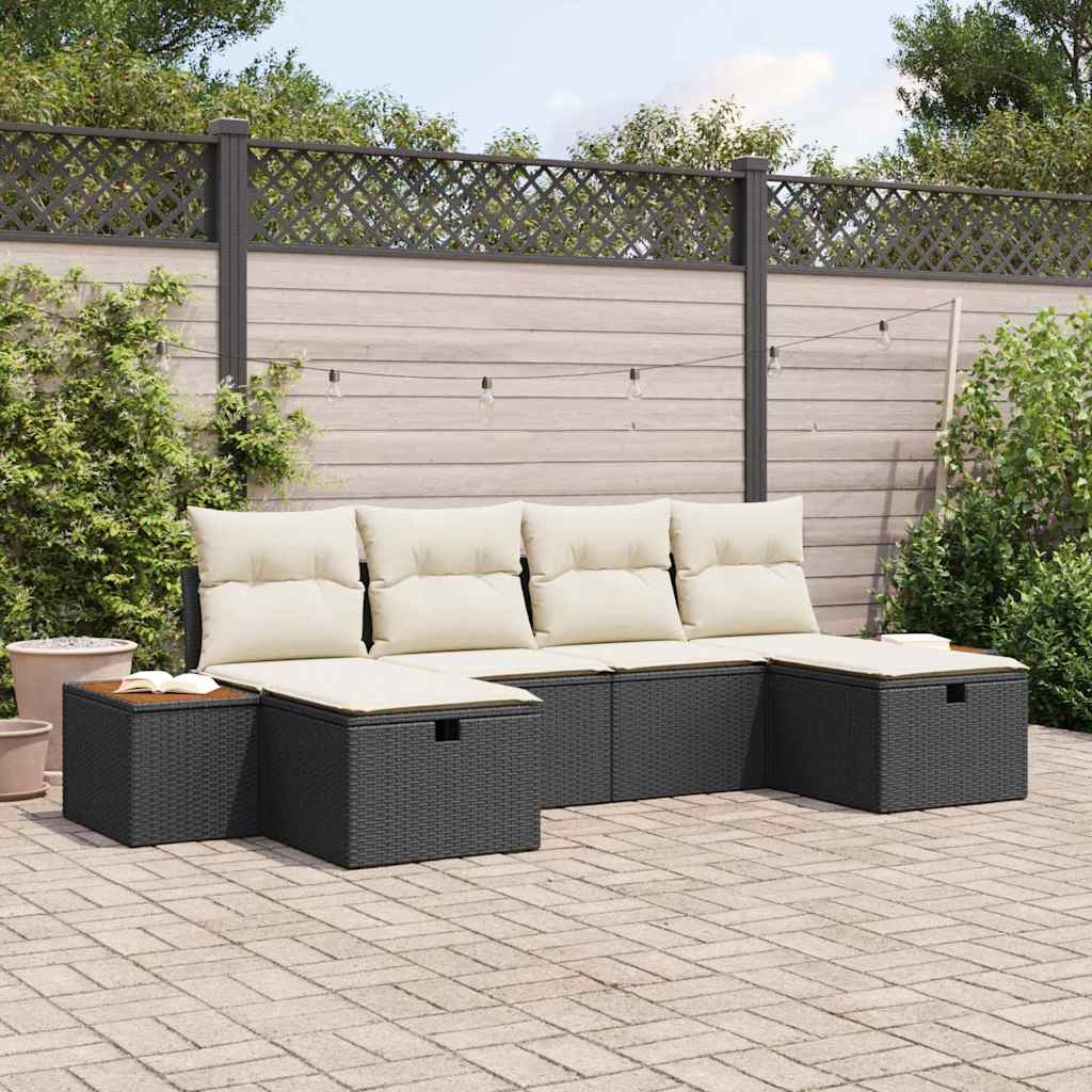 Conjunto de Sofá de Jardim 6 pcs Preto 55 x 62 x 69 cm