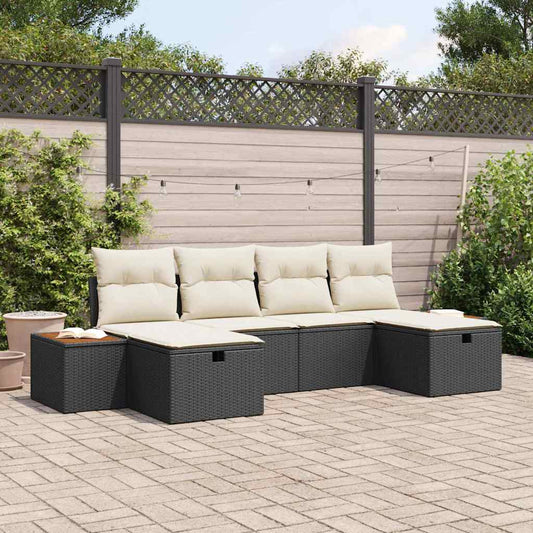 Conjunto de Sofá de Jardim 6 pcs Preto 55 x 62 x 69 cm