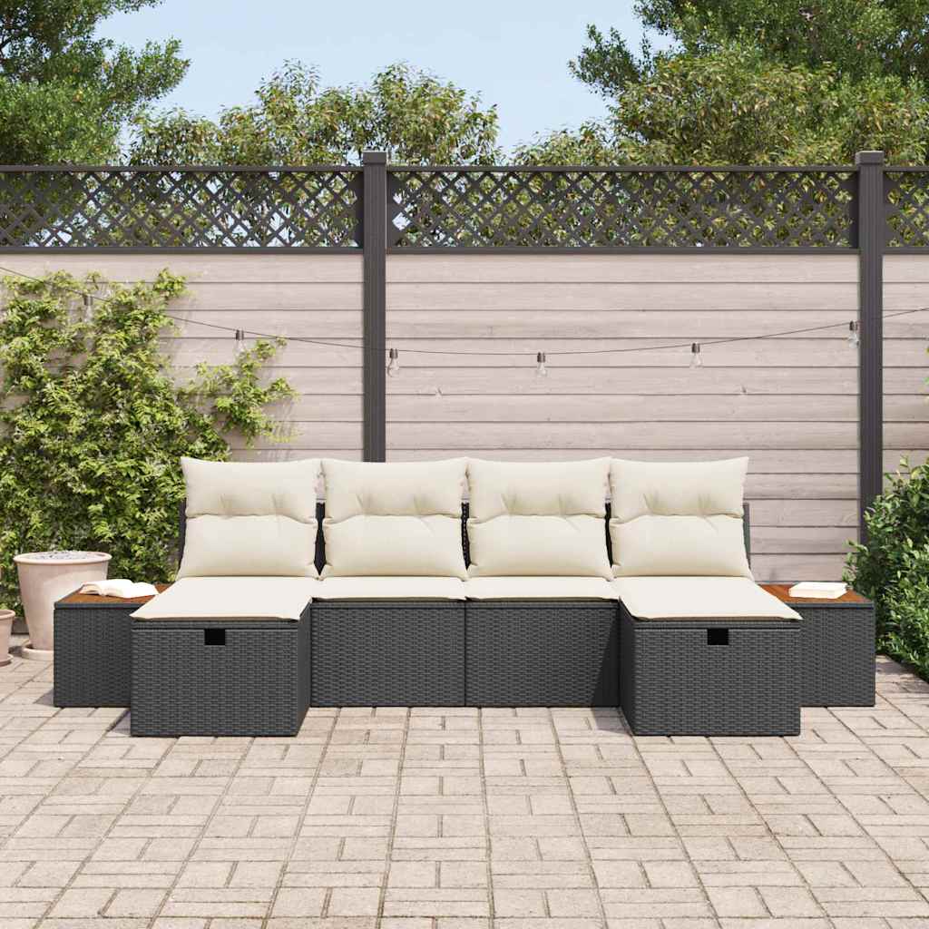 Conjunto de Sofá de Jardim 6 pcs Preto 55 x 62 x 69 cm