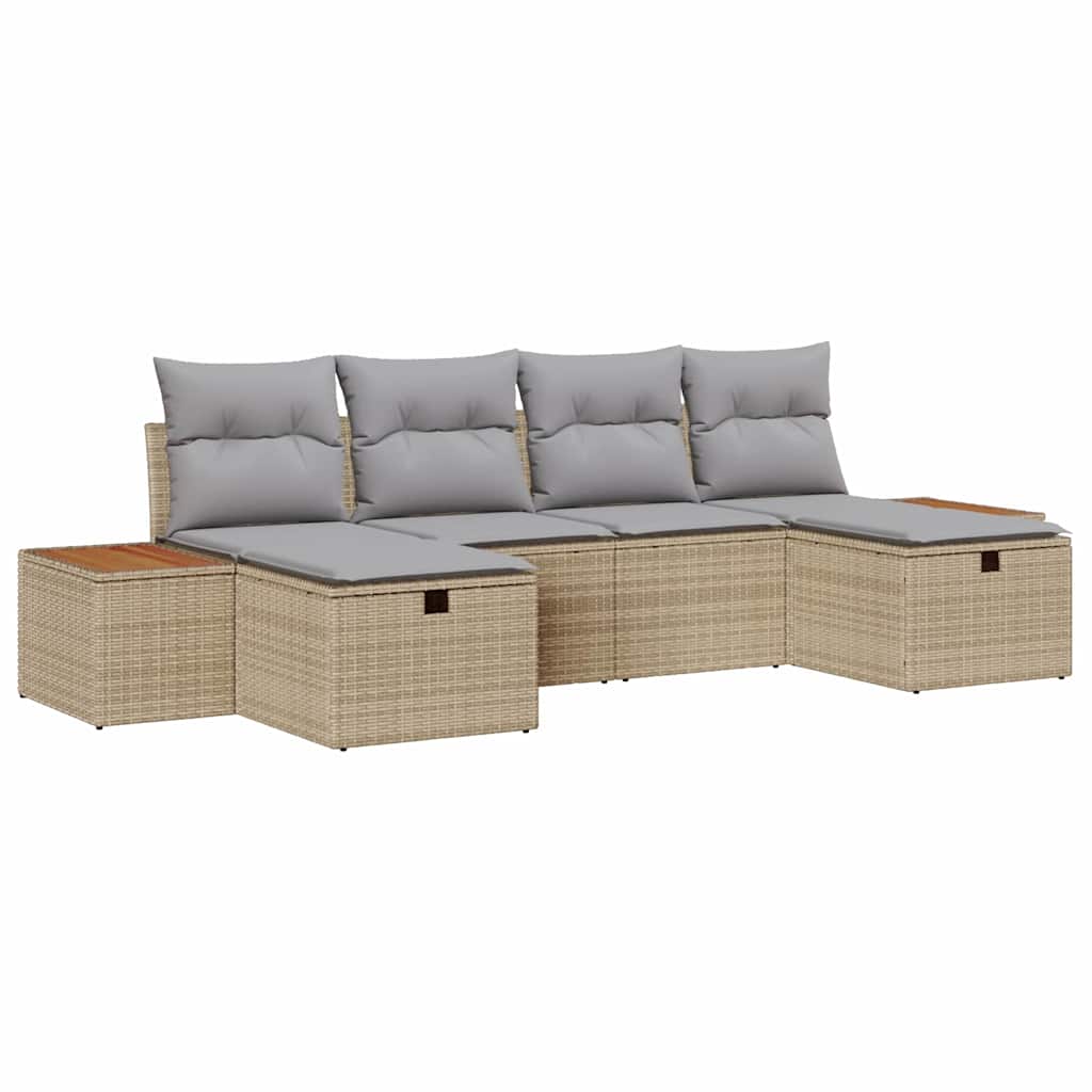 Conjunto de Sofá de Jardim 6 pcs Bege 55 x 62 x 69 cm