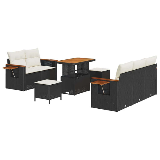 Conjunto de Sofá de Jardim 8 pcs Preto e creme 90 x 55 x 71 cm