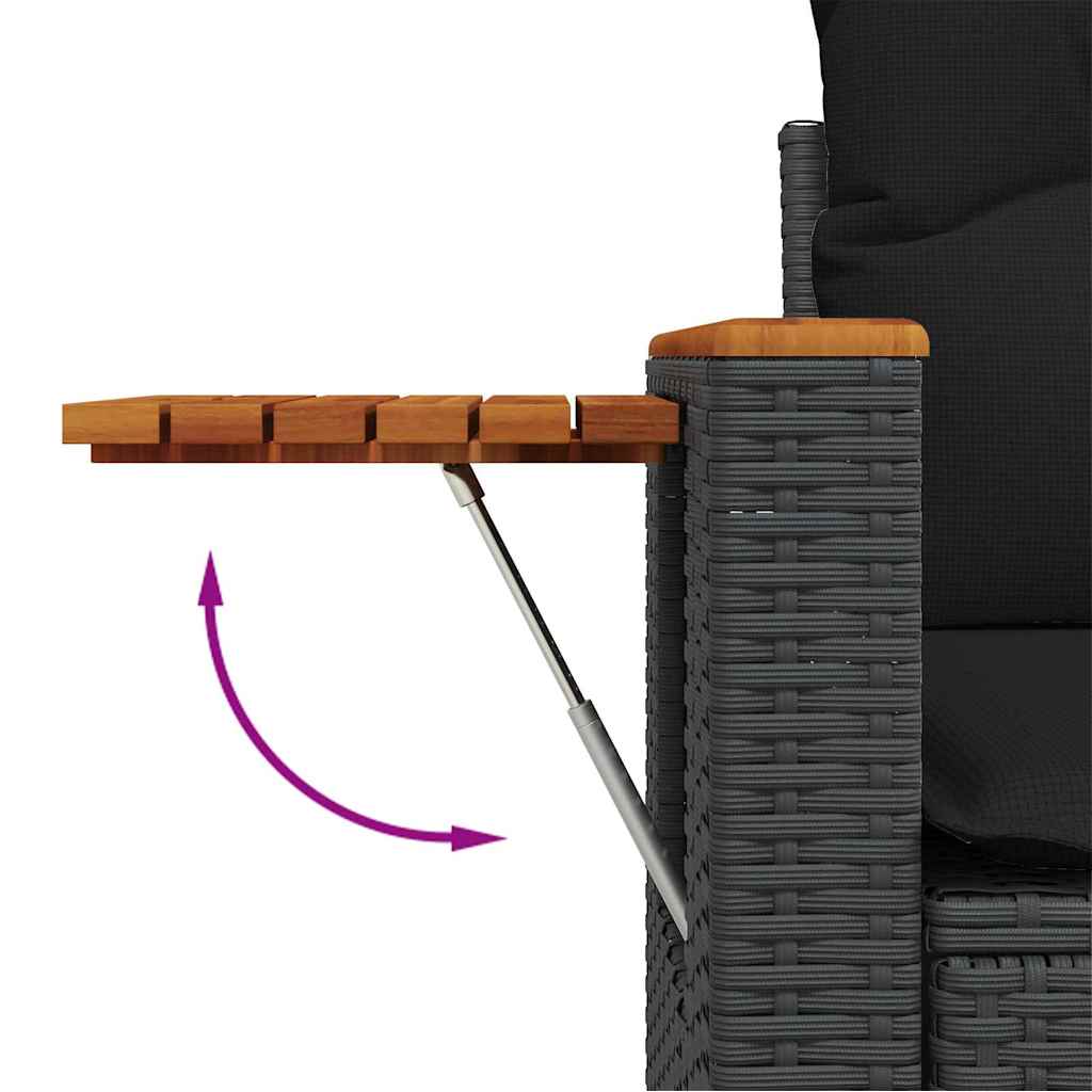 Conjunto de Sofá de Jardim Manual 9 pcs Preto 90 x 55 x 71 cm