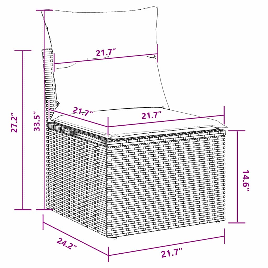 Conjunto de Sofá de Jardim Manual 9 pcs Preto 90 x 55 x 71 cm