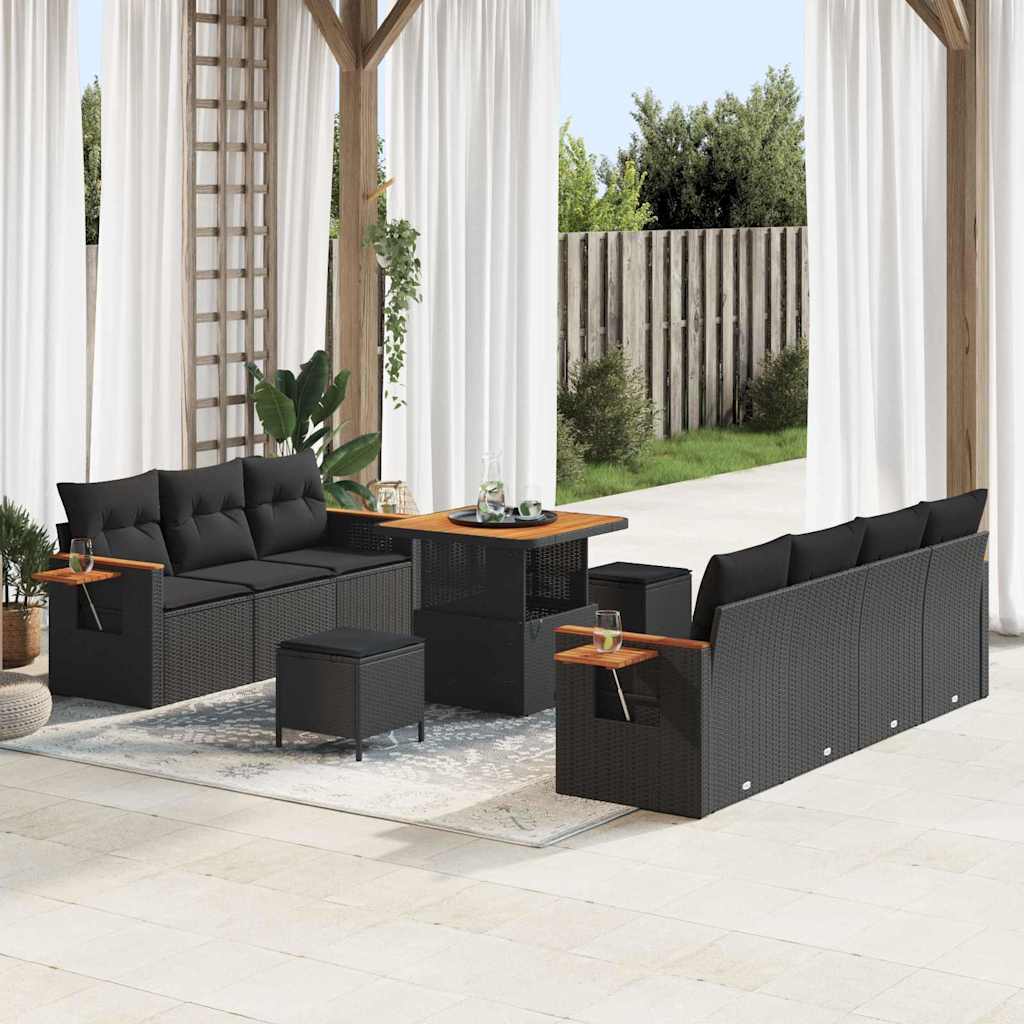 Conjunto de Sofá de Jardim 10 pcs Preto 80 x 80 x 71 cm