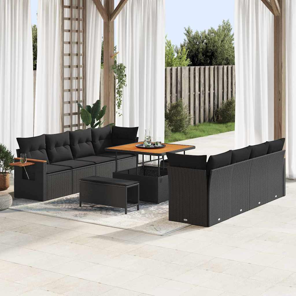 Conjunto de Sofá de Jardim 11 pcs Preto 100 x 100 x 71 cm