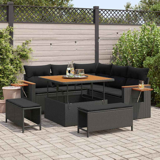 Conjunto de Sofá de Jardim 8 pcs Preto 100 x 100 x 71 cm