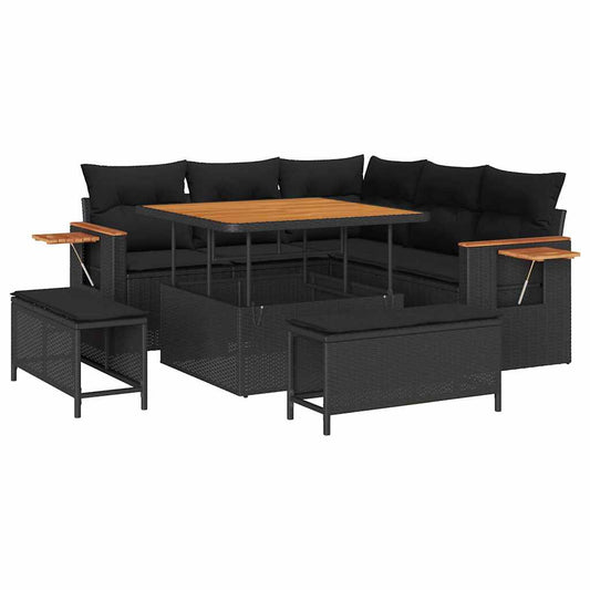 Conjunto de Sofá de Jardim 8 pcs Preto 100 x 100 x 71 cm