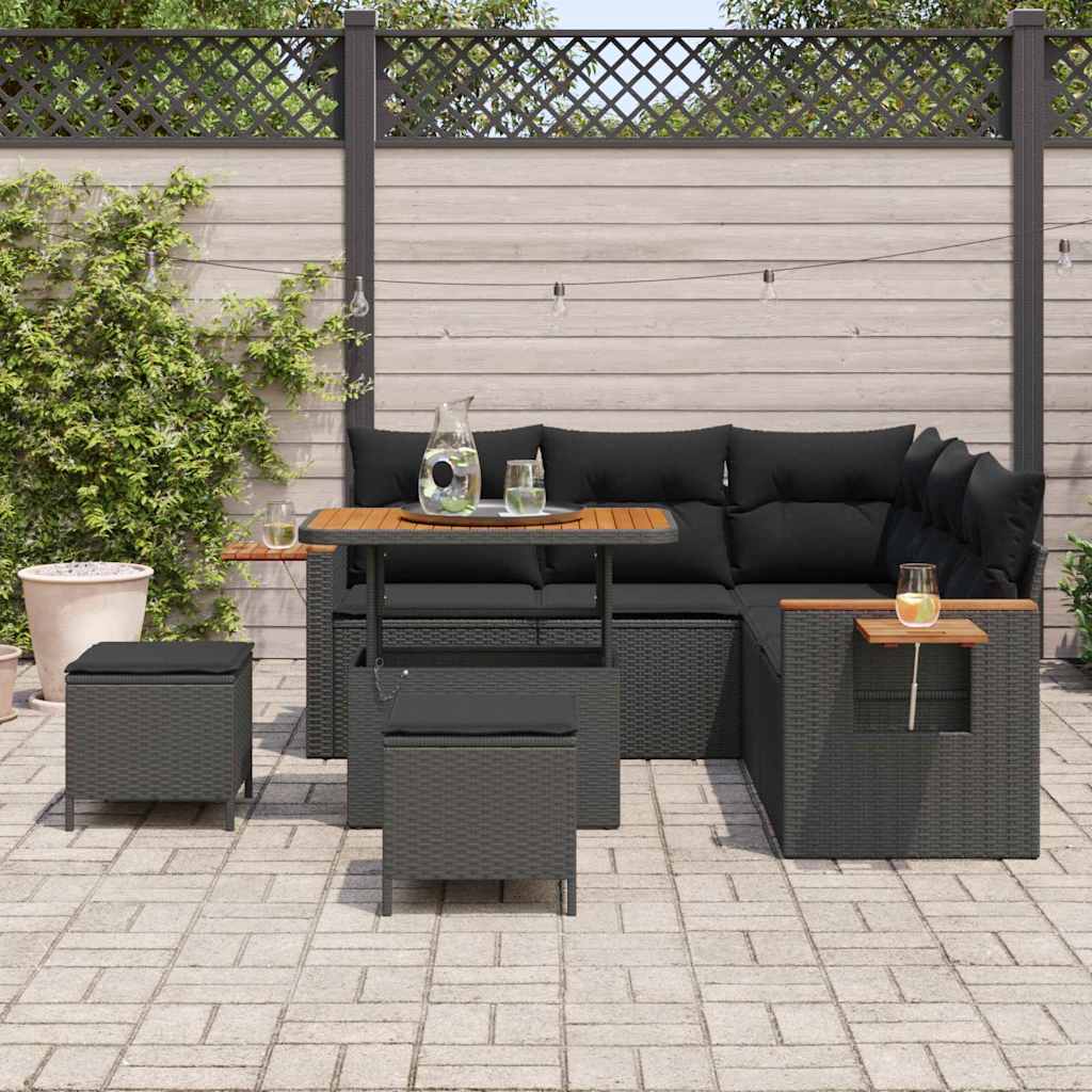 Conjunto de Sofá de Jardim 8 pcs Preto 90 x 55 x 71 cm