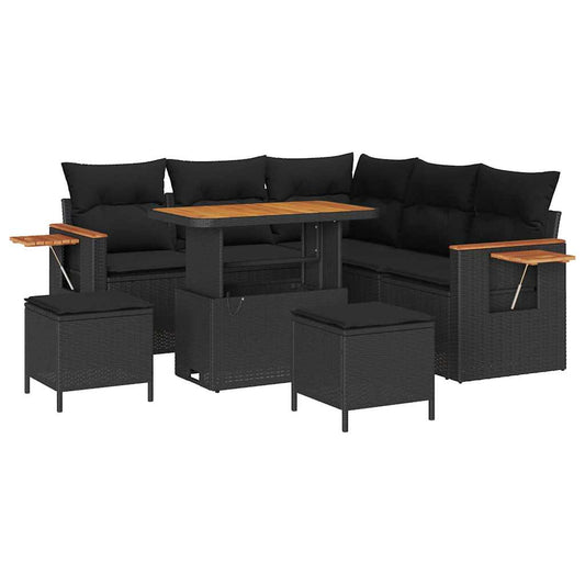 Conjunto de Sofá de Jardim 8 pcs Preto 90 x 55 x 71 cm