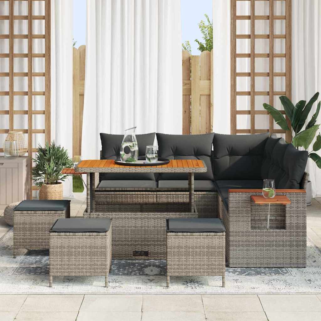 Conjunto de Sofá de Jardim 9 pcs Cinzeto 110 x 55 x 71 cm
