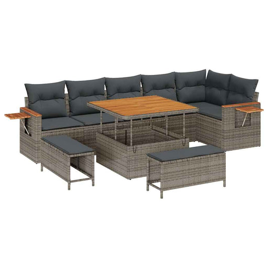 Conjunto de Sofá de Jardim 9 pcs Cinzeto 100 x 100 x 71 cm