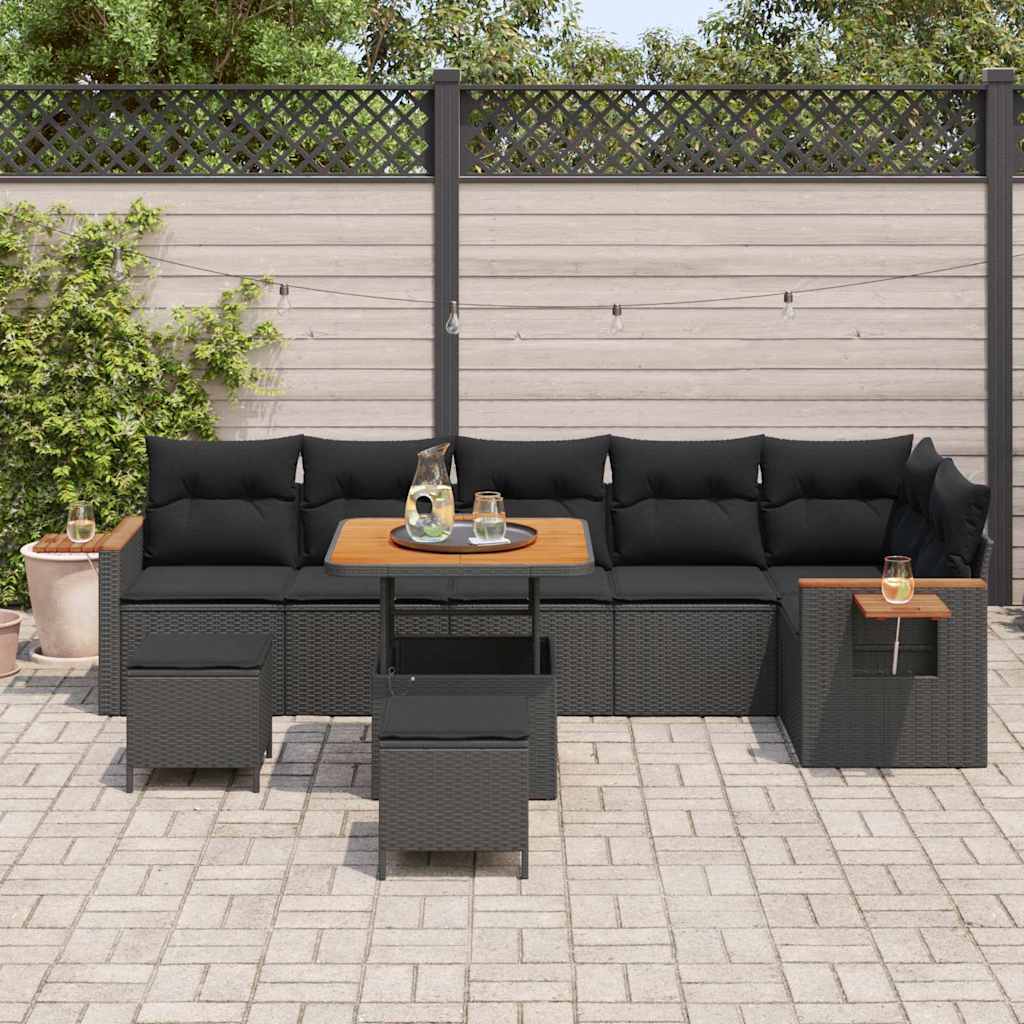 Conjunto de Sofá de Jardim 9 pcs Preto 80 x 80 x 71 cm