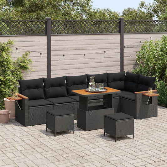 Conjunto de Sofá de Jardim 9 pcs Preto 90 x 55 x 71 cm
