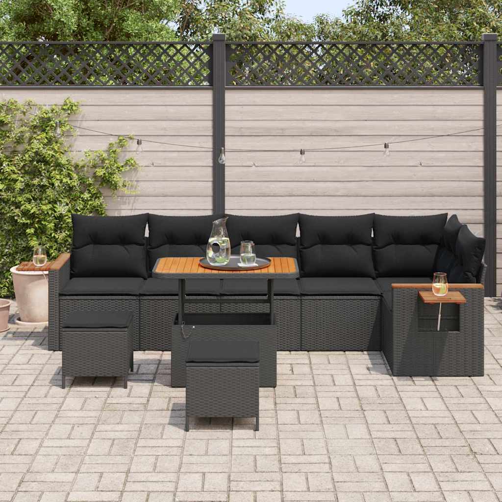 Conjunto de Sofá de Jardim 9 pcs Preto 90 x 55 x 71 cm