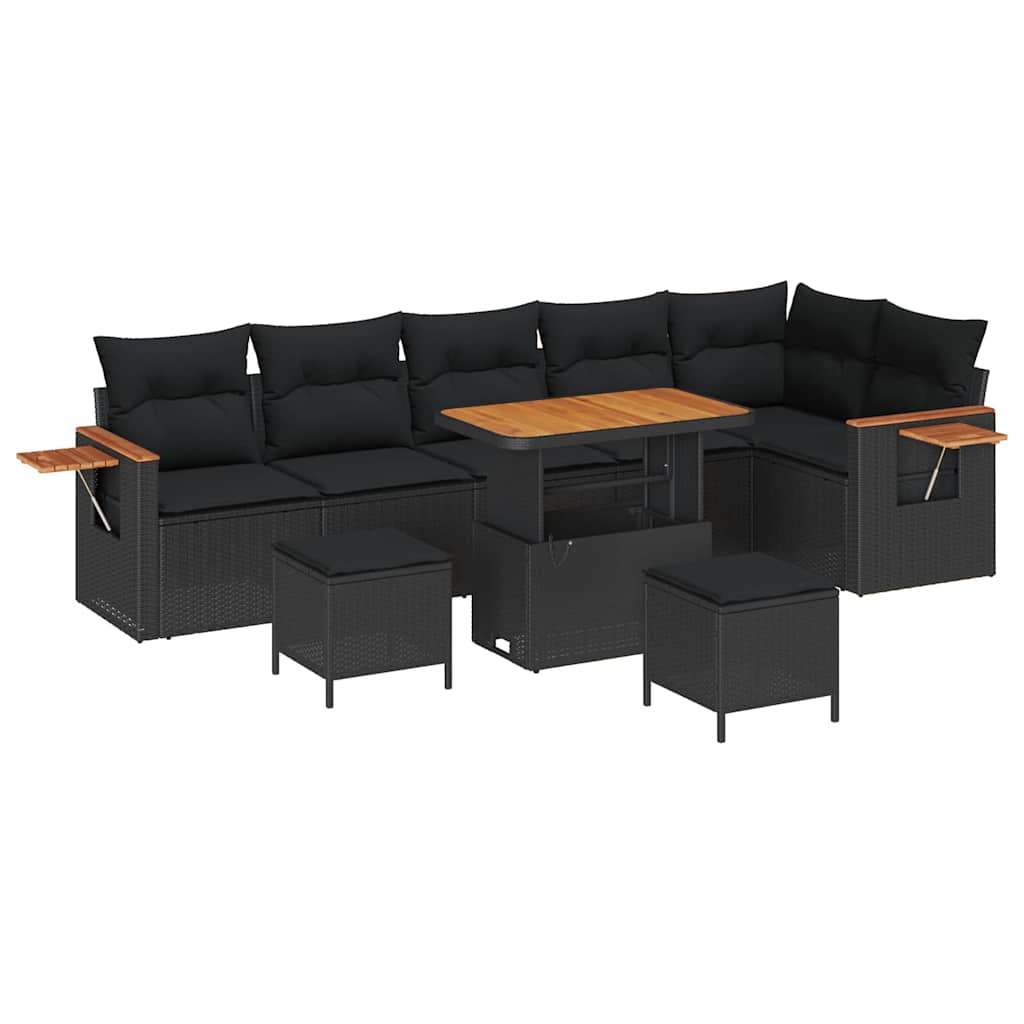 Conjunto de Sofá de Jardim 9 pcs Preto 90 x 55 x 71 cm