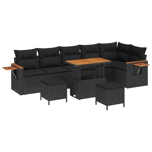 Conjunto de Sofá de Jardim 9 pcs Preto 90 x 55 x 71 cm
