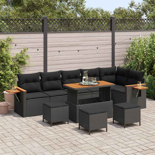 Conjunto de Sofá de Jardim 10 pcs Preto 110 x 55 x 71 cm