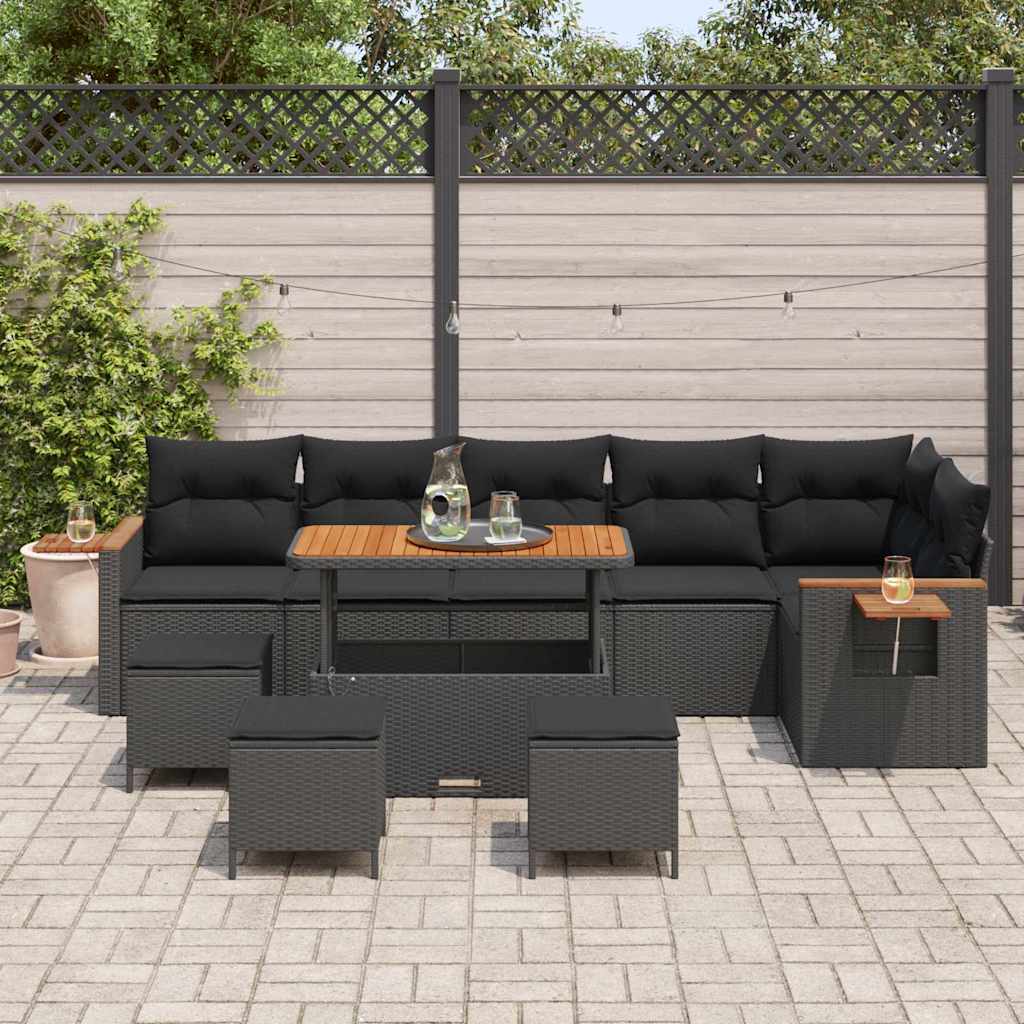 Conjunto de Sofá de Jardim 10 pcs Preto 110 x 55 x 71 cm