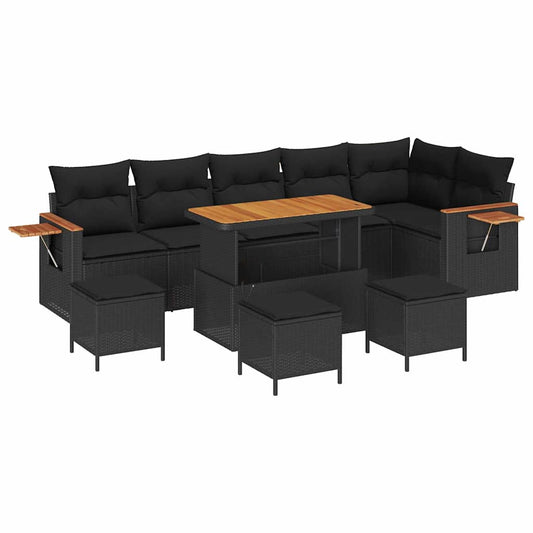 Conjunto de Sofá de Jardim 10 pcs Preto 110 x 55 x 71 cm