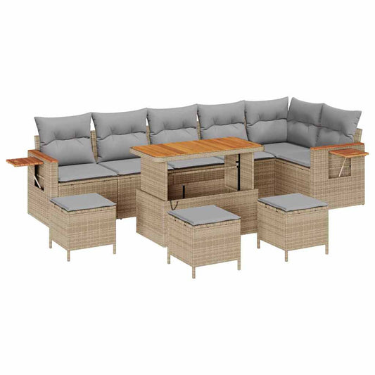 Conjunto de Sofá de Jardim 10 pcs bege e cinzento claro