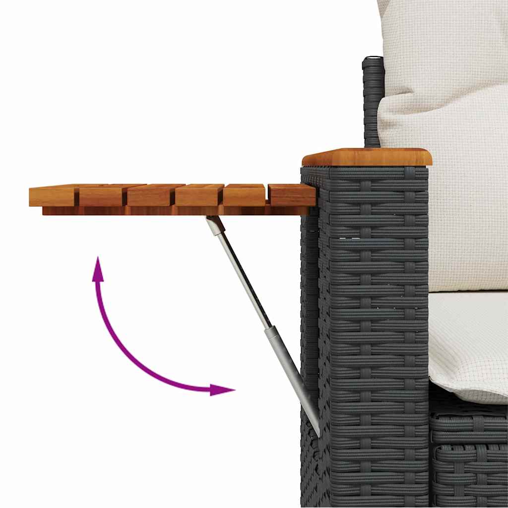 Conjunto de Sofá de Jardim com almofada 13 pcs Preto e creme