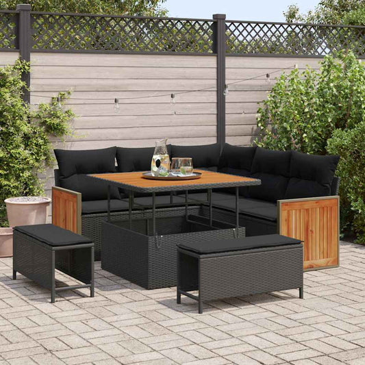 Conjunto de Sofá de Jardim 8 pcs Preto 100 x 100 x 71 cm
