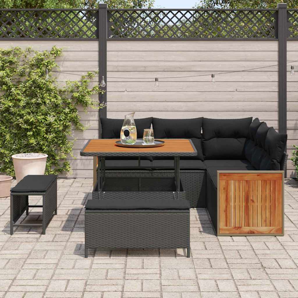 Conjunto de Sofá de Jardim 8 pcs Preto 100 x 100 x 71 cm