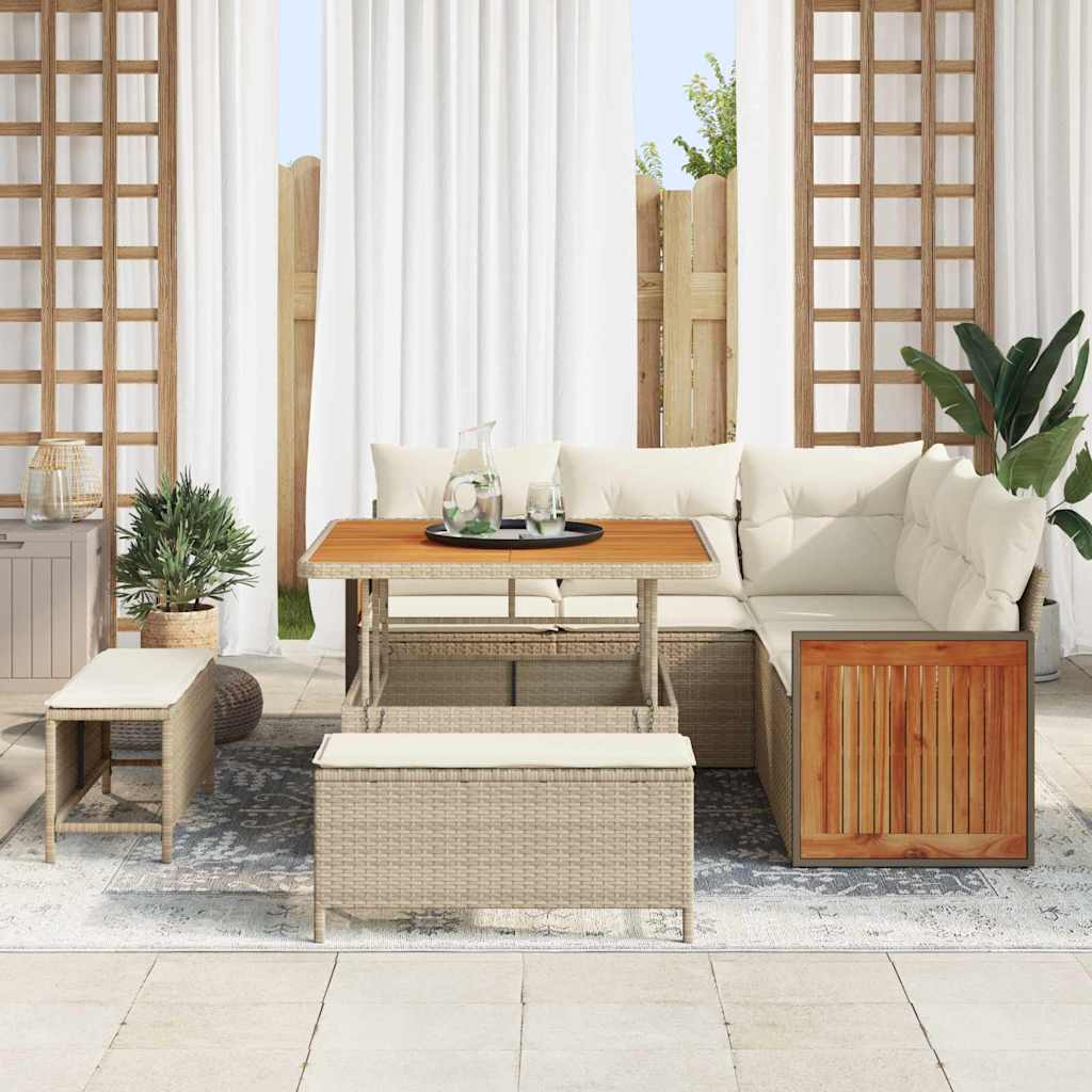 Conjunto de Sofá de Jardim 8 pcs bege e creme 100 x 100 x 71 cm