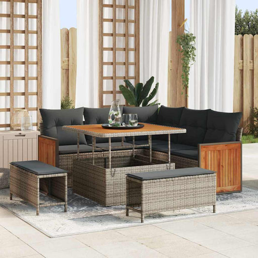 Conjunto de Sofá de Jardim 8 pcs Cinzeto 100 x 100 x 71 cm
