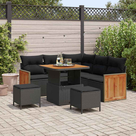 Conjunto de Sofá de Jardim 8 pcs Preto 80 x 80 x 71 cm