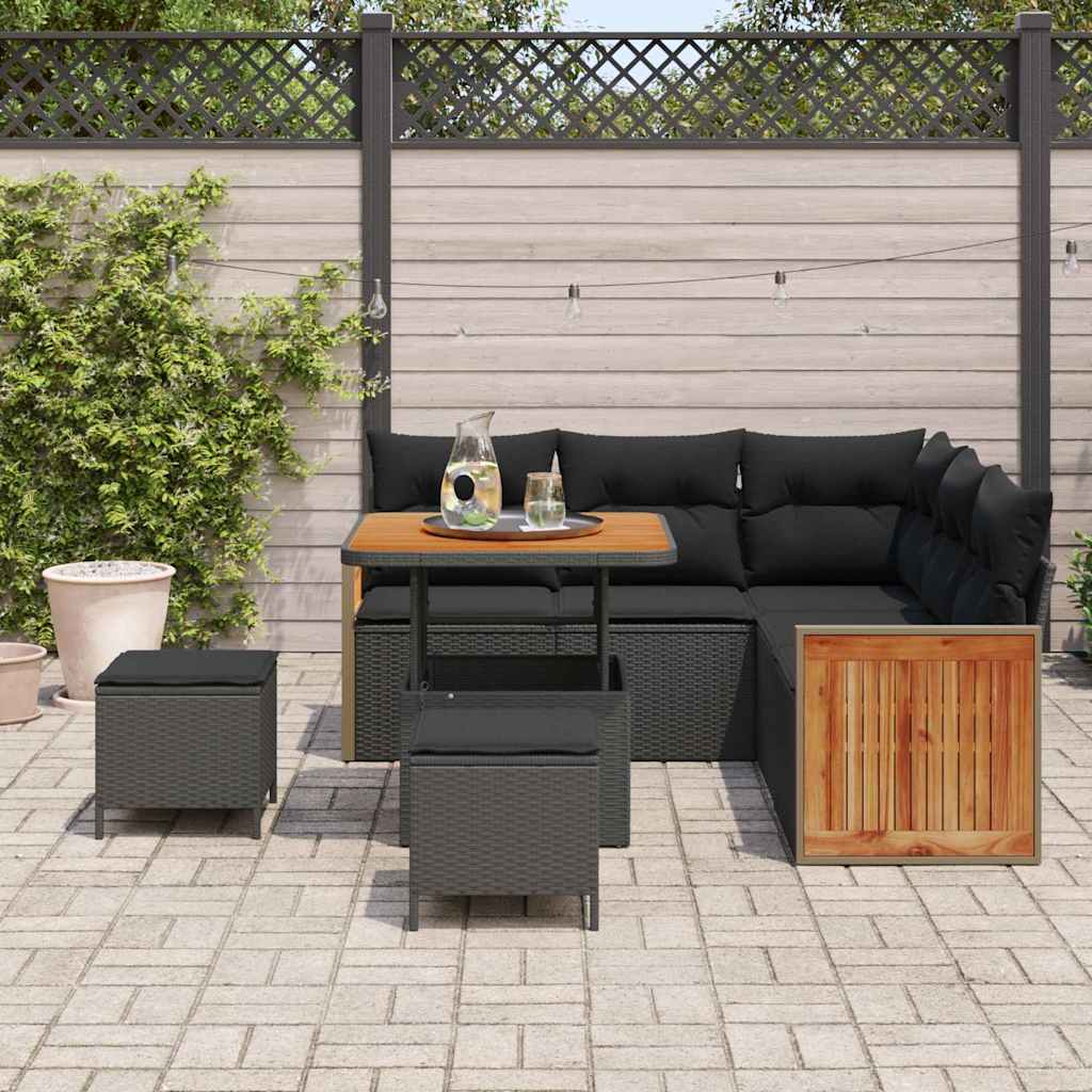 Conjunto de Sofá de Jardim 8 pcs Preto 80 x 80 x 71 cm