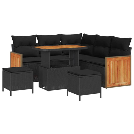 Conjunto de Sofá de Jardim 8 pcs Preto 90 x 55 x 71 cm