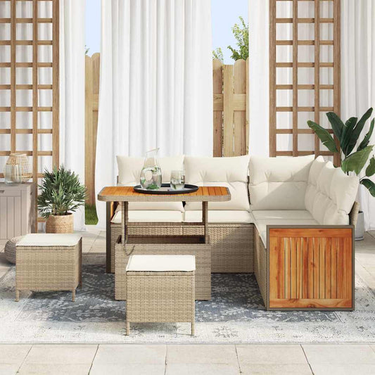 Conjunto de Sofá de Jardim 8 pcs bege e creme 90 x 55 x 71 cm