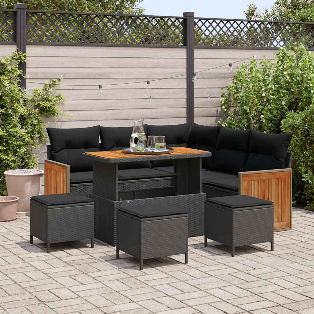 Conjunto de Sofá de Jardim 9 pcs Preto 110 x 55 x 71 cm
