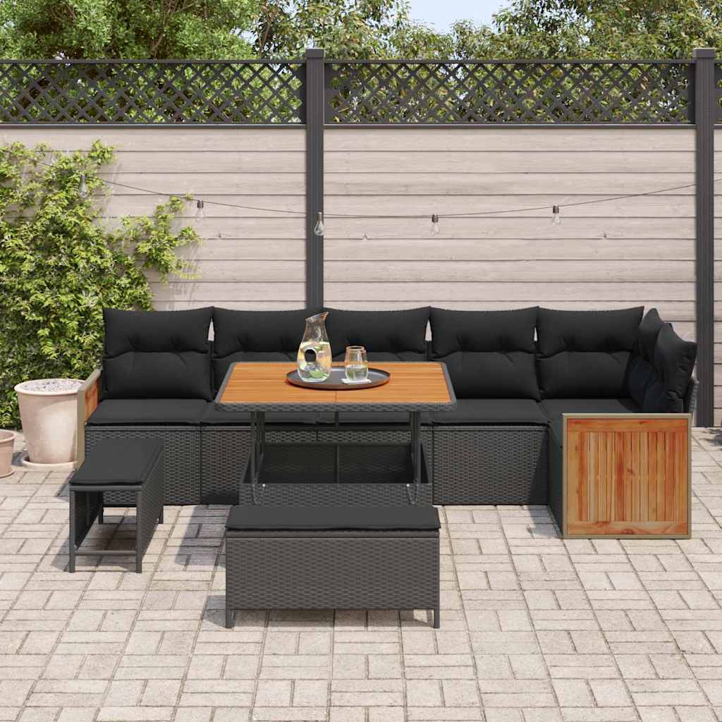 Conjunto de Sofá de Jardim 9 pcs Preto 100 x 100 x 71 cm