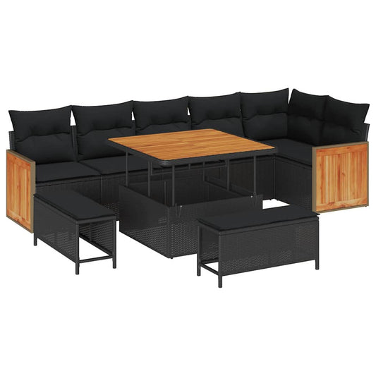 Conjunto de Sofá de Jardim 9 pcs Preto 100 x 100 x 71 cm
